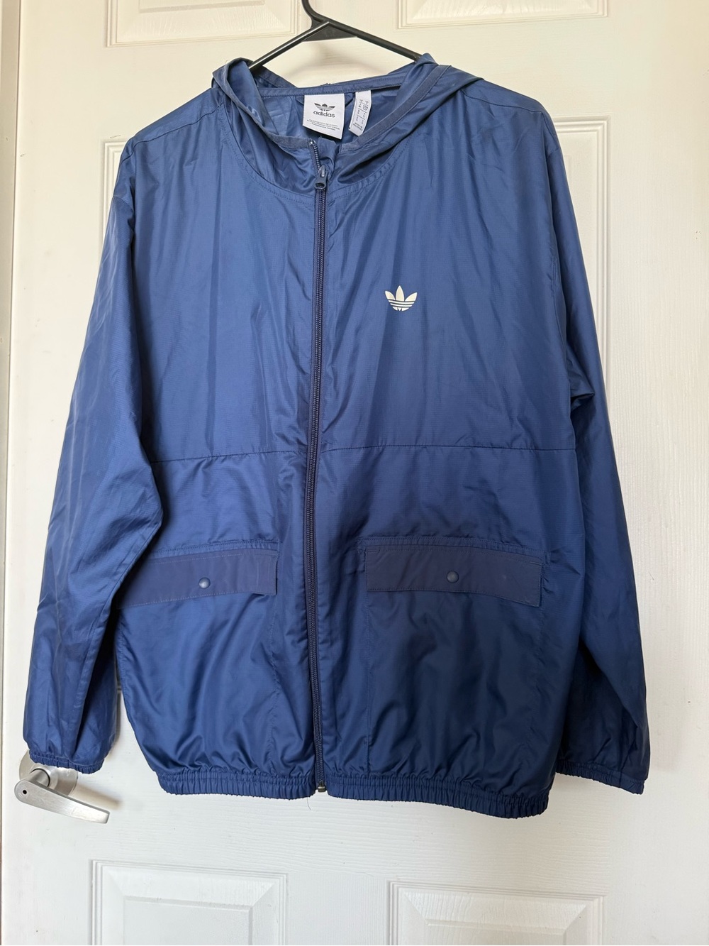 adidas Men’s Blue Hooded Windbreaker Jacket